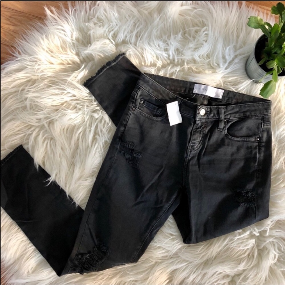 NWT IRO Ajuste Distressed Faded Black Skinny Jeans